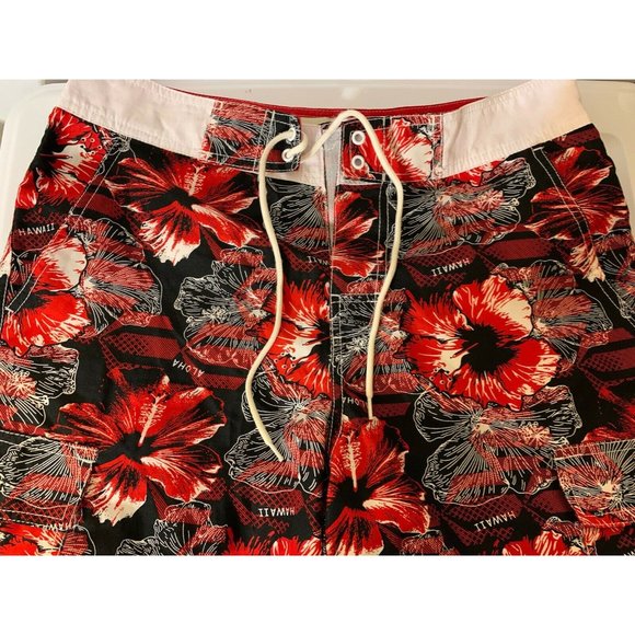 Koko Designed In Hawaii Men's Sz 30‎ Board Shorts Floral Swim Trunks Surf Red - Picture 1 of 6